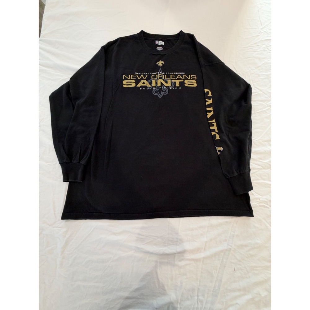 NFL Team Apparel New Orleans Saints Long Sleeve Graphic T-Shirt Black Mens 2XL